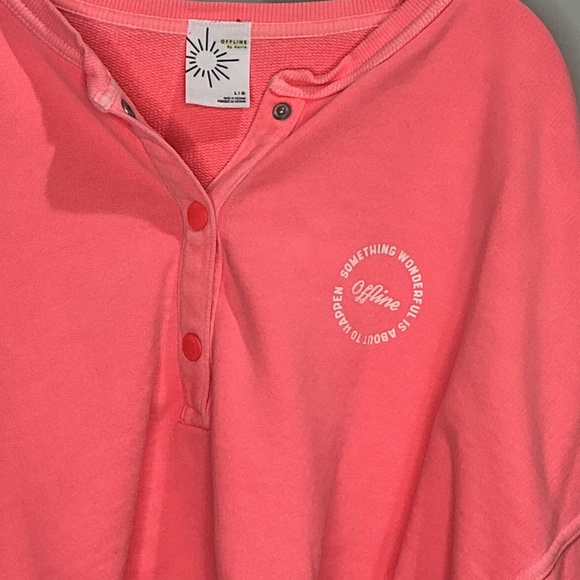 Offline by Aerie Throwback Snap Fleece Crewneck size Large - Picture 2 of 4